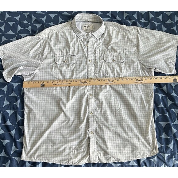 PONCHO MEN’s THE OVERCAST SHORT SLEEVE SHIRT Gary Blue Plaid XXL Fishing Outdoor - Picture 12 of 15